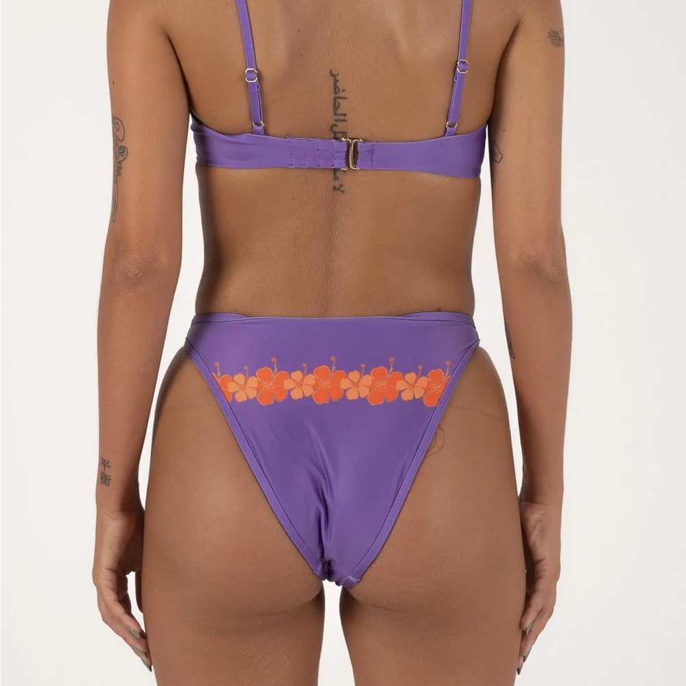 Inner Relm good luck Purple bikini bottoms with orange flowers Small